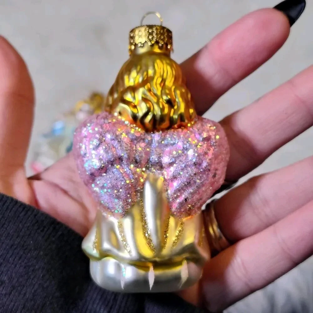 VTG Hand Blown Glass Angel Ornaments Lot Of 2